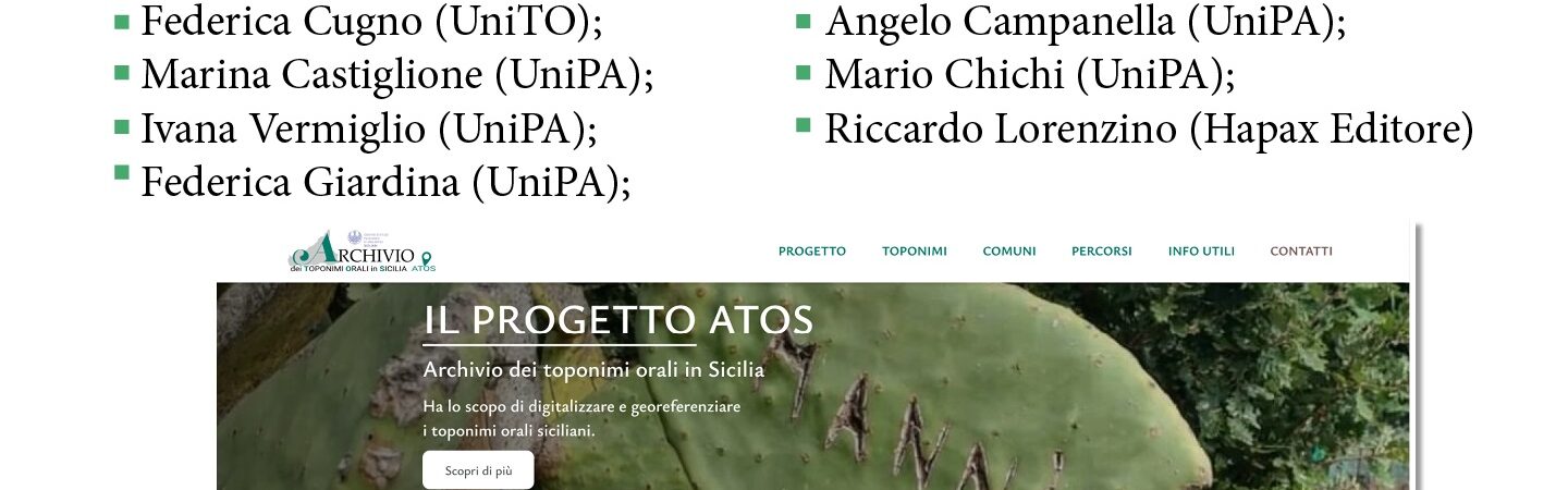 Archivio dei Toponimi Orali in Sicilia – Il progetto ATOS